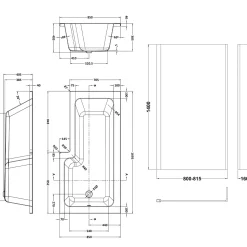 Erin Shower Bath Suite with 1700mm L Shaped Bath & Rimless Toilet
