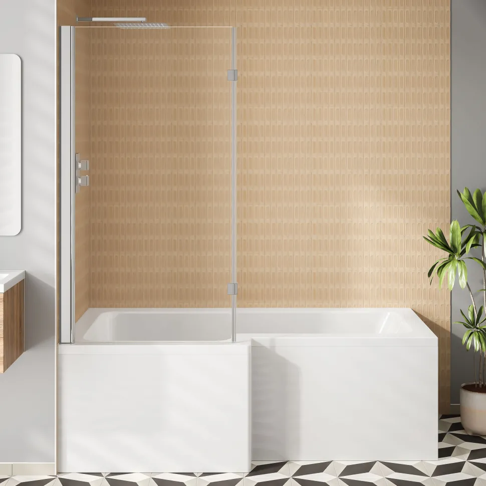 Erin Shower Bath Suite with 1700mm L Shaped Bath & Rimless Toilet