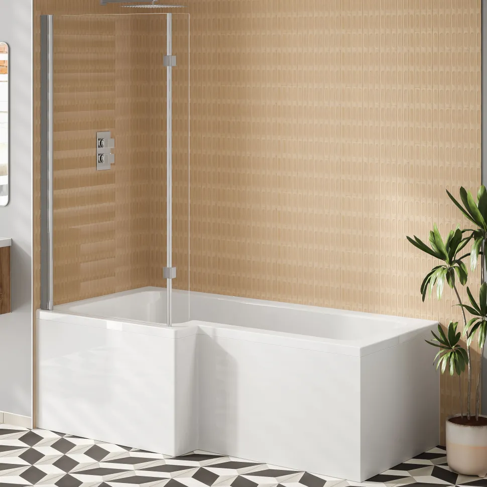 Erin Shower Bath Suite with 1700mm L Shaped Bath & Rimless Toilet