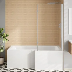Erin Shower Bath Suite with 1700mm L Shaped Bath & Rimless Toilet