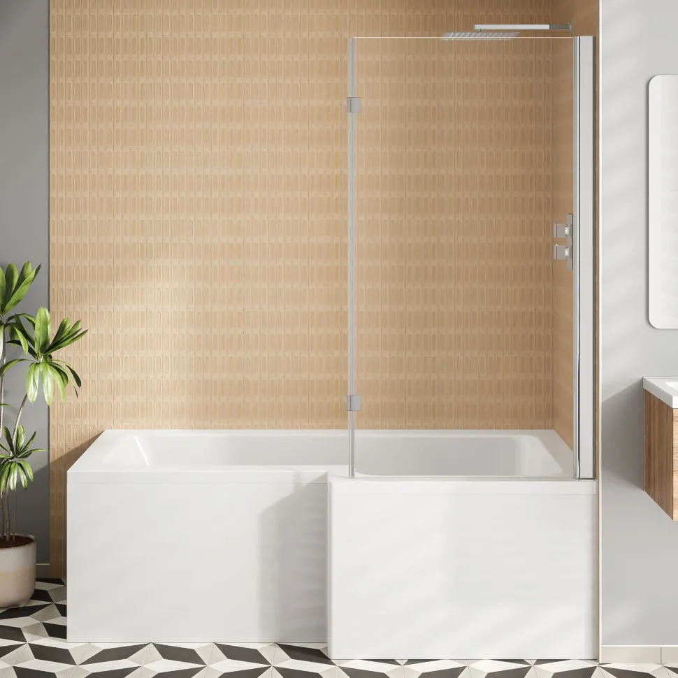 Erin Shower Bath Suite with 1700mm L Shaped Bath & Rimless Toilet