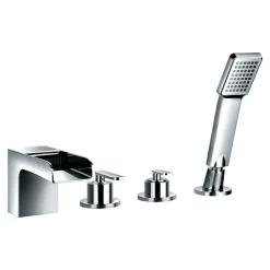 Flova Cascade 4 Hole Deck Mounted Waterfall Bath Shower Mixer with Pull Out Handset