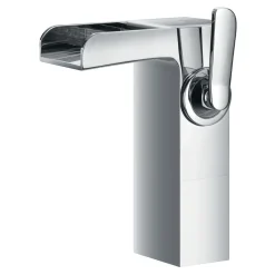 Flova Cascade Mid Height Waterfall Mono Basin Mixer with Clicker Waste