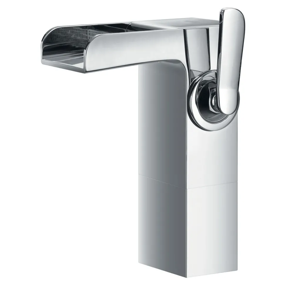 Flova Cascade Mid Height Waterfall Mono Basin Mixer with Clicker Waste
