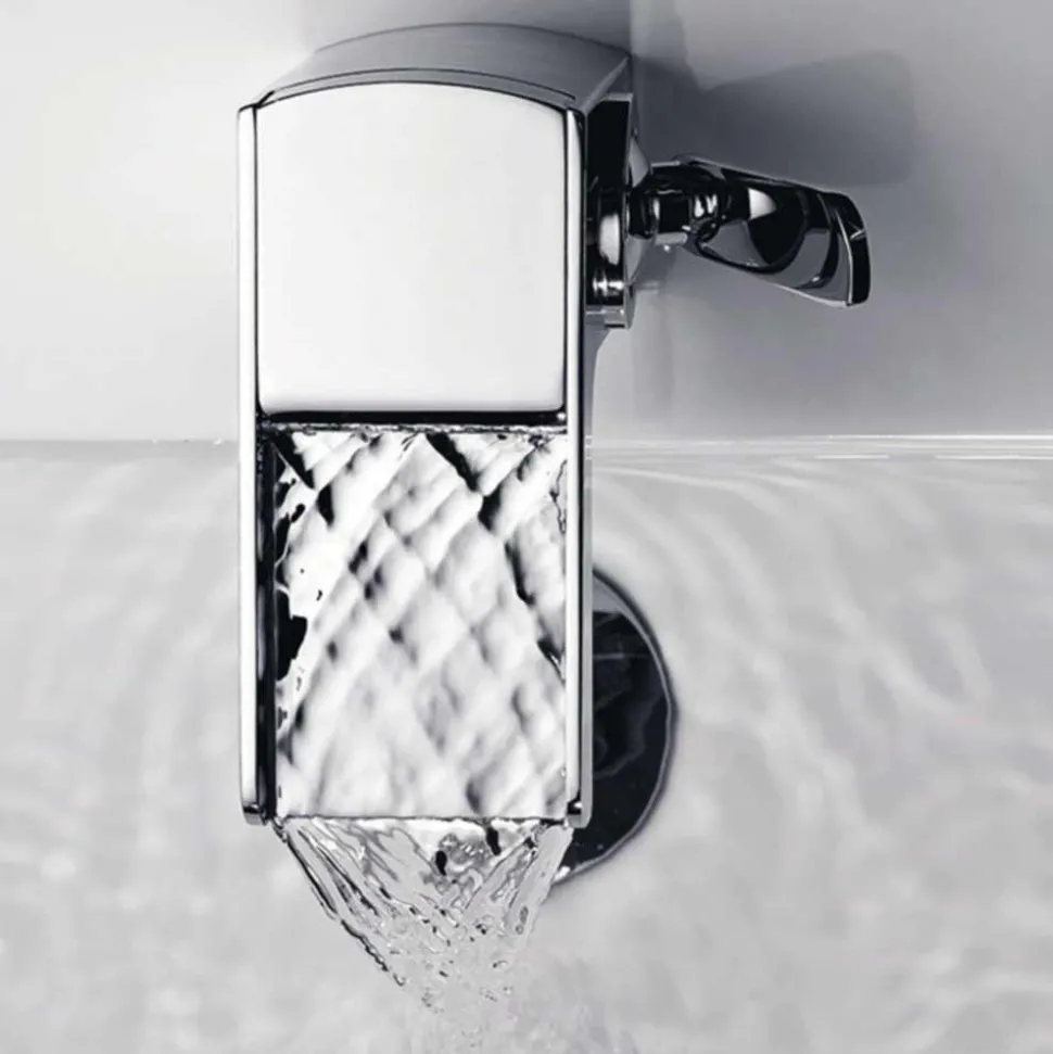 Flova Cascade Mid Height Waterfall Mono Basin Mixer with Clicker Waste