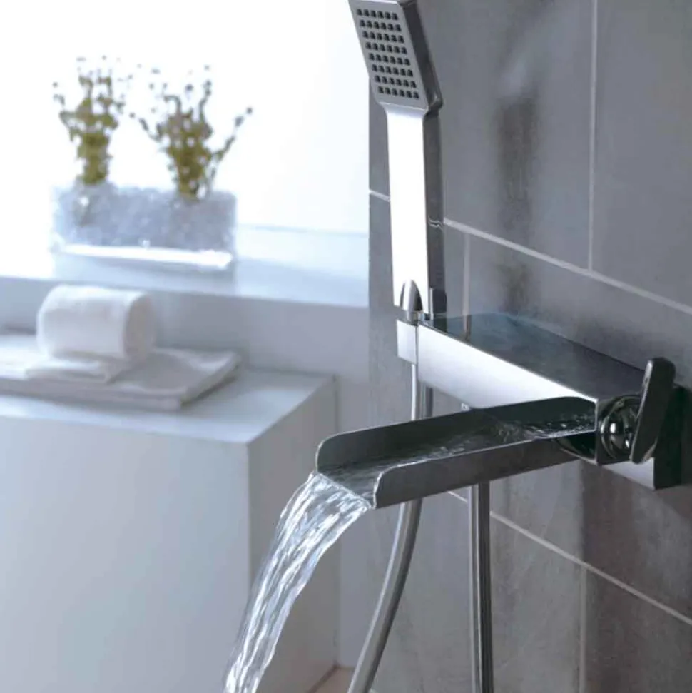 Flova Cascade Wall Mounted Waterfall Bath Shower Mixer with Handset Kit