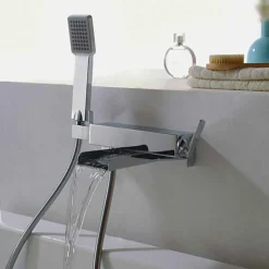 Flova Cascade Wall Mounted Waterfall Bath Shower Mixer with Handset Kit