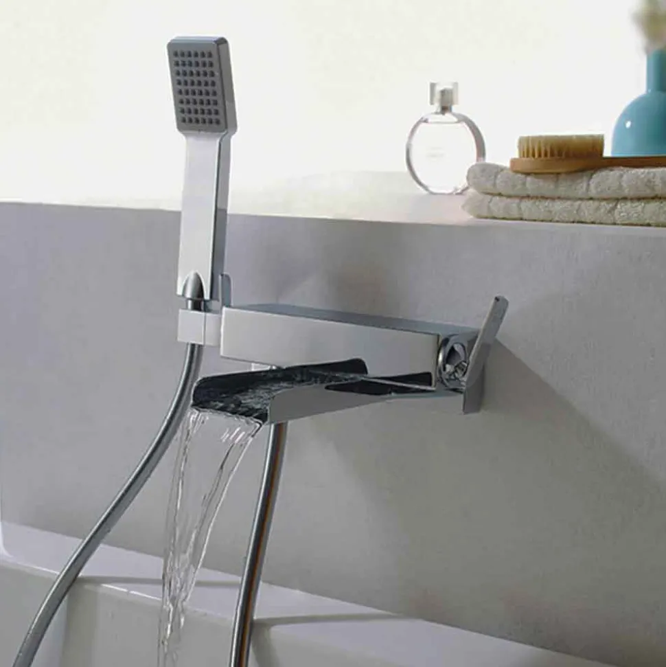 Flova Cascade Wall Mounted Waterfall Bath Shower Mixer with Handset Kit