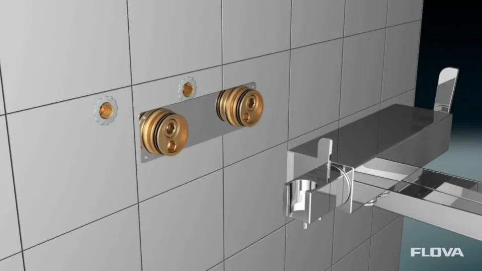Flova Cascade Wall Mounted Waterfall Bath Shower Mixer with Handset Kit