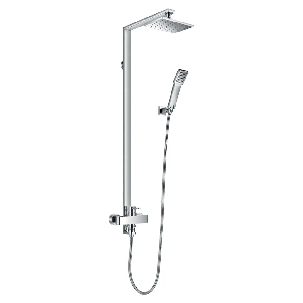 Flova Essence Manual Exposed Shower Column with Overhead Shower & Handset Kit