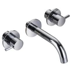 Flova Levo Concealed 3 Hole Wall Mounted Basin Mixer with Clicker Waste
