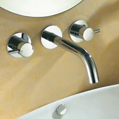 Flova Levo Concealed 3 Hole Wall Mounted Basin Mixer with Clicker Waste