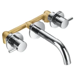 Flova Levo Concealed 3 Hole Wall Mounted Basin Mixer with Clicker Waste