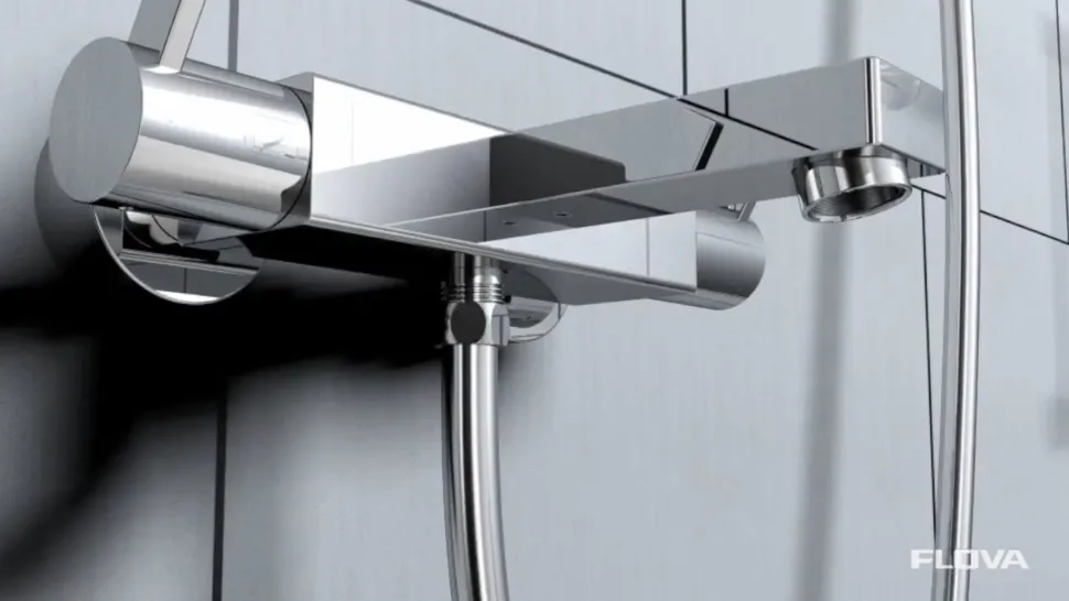 Flova Levo Exposed Thermostatic Wall Mounted Bath Shower Mixer