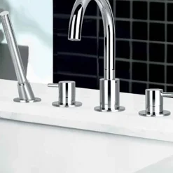 Flova Levo 4 Hole Deck Mounted Bath Shower Mixer with Pull Out Handset