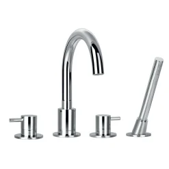Flova Levo 4 Hole Deck Mounted Bath Shower Mixer with Pull Out Handset