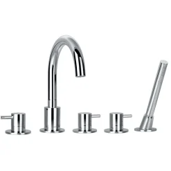 Flova Levo 5 Hole Deck Mounted Bath Shower Mixer with Pull Out Handset