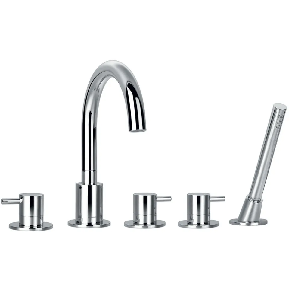 Flova Levo 5 Hole Deck Mounted Bath Shower Mixer with Pull Out Handset