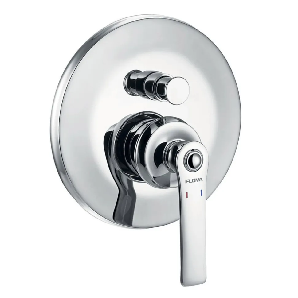 Flova Liberty Concealed Manual Mixer Valve with Overhead Shower & Slide Rail Kit - Chrome