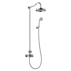 Flova Liberty Exposed Thermostatic Shower Column with Overhead Rainshower & Handset Kit - Chrome