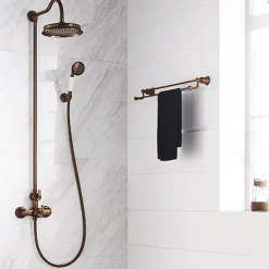 Flova Liberty Exposed Thermostatic Shower Column with Overhead Rainshower & Handset Kit - Oil Rubbed Bronze