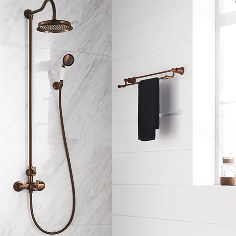 Flova Liberty Exposed Thermostatic Shower Column with Overhead Rainshower & Handset Kit - Oil Rubbed Bronze