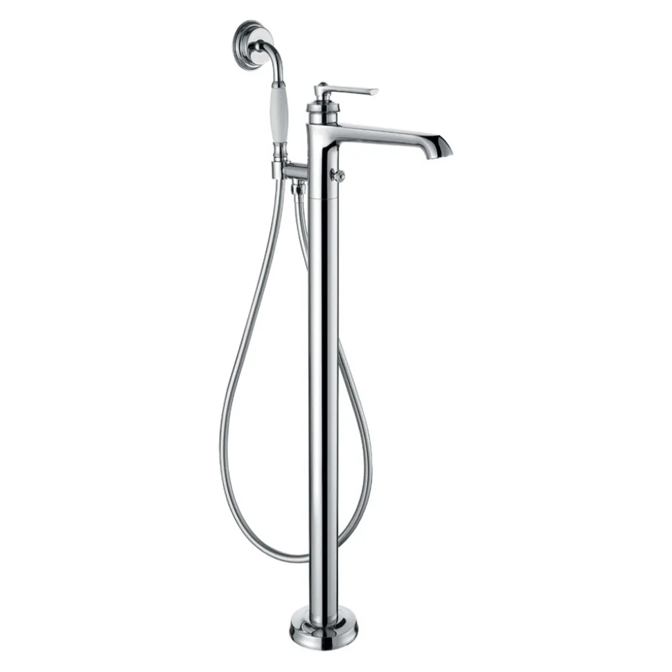 Flova Liberty Floor Standing Bath Shower Mixer with Handset Kit - Chrome