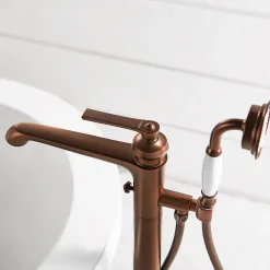 Flova Liberty Floor Standing Bath Shower Mixer with Handset Kit - Oil Rubbed Bronze