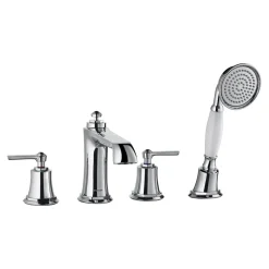 Flova Liberty 4 Hole Deck Mounted Bath Shower Mixer with Pull Out Handset - Chrome