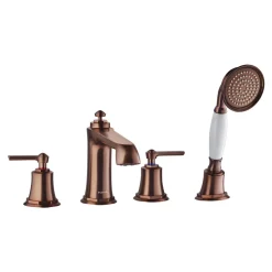 Flova Liberty 4 Hole Deck Mounted Bath Shower Mixer with Pull Out Handset - Oil Rubbed Bronze