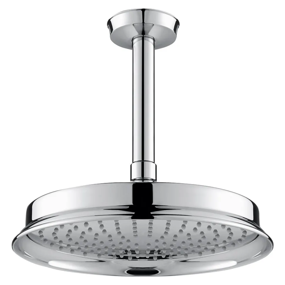 Flova Liberty 225mm Ceiling Mounted Rainshower Head & Arm - Chrome