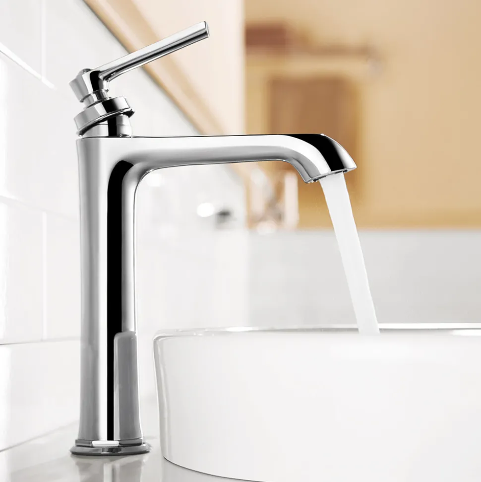 Flova Liberty Tall Mono Basin Mixer with Clicker Waste - Chrome