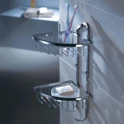 Flova Solid Brass Double Basket with Hooks