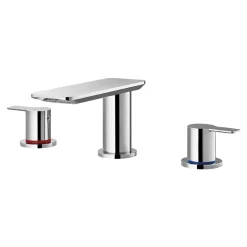 Flova Spring 3 Hole Basin Mixer with Clicker Waste