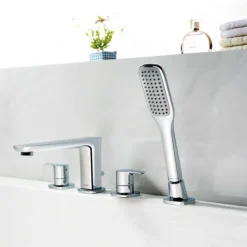 Flova Urban 4 Hole Deck Mounted Bath Shower Mixer with Pull Out Handset