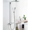 Flova Urban Thermostatic Shower Column with Handset & Dual Function Overhead Shower
