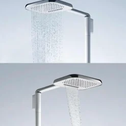 Flova Urban Thermostatic Shower Column with Handset & Dual Function Overhead Shower