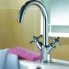 Flova XL Twin Crosshead Handle Basin Mixer Tap with Clicker Waste