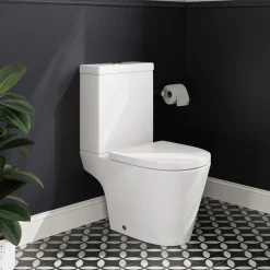 Freddie Matt Black Reinforced Shower Bath Suite with Rimless Toilet