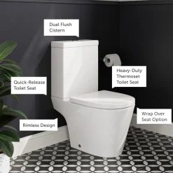 Freddie Matt Black Reinforced Shower Bath Suite with Rimless Toilet