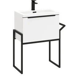 Freddie 600mm Wall Hung Vanity Unit & Basin with Matt Black Frame