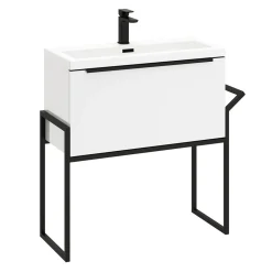 Freddie 800mm Wall Hung Vanity Unit & Basin with Matt Black Frame