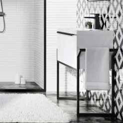 Freddie 800mm Wall Hung Vanity Unit & Basin with Matt Black Frame