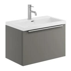 Freddie Rimless Toilet & Vanity Unit Bathroom Suite with Brushed Brass Handles
