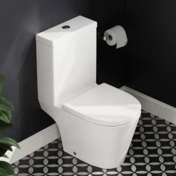 Freddie Rimless Toilet & Vanity Unit Bathroom Suite with Brushed Brass Handles