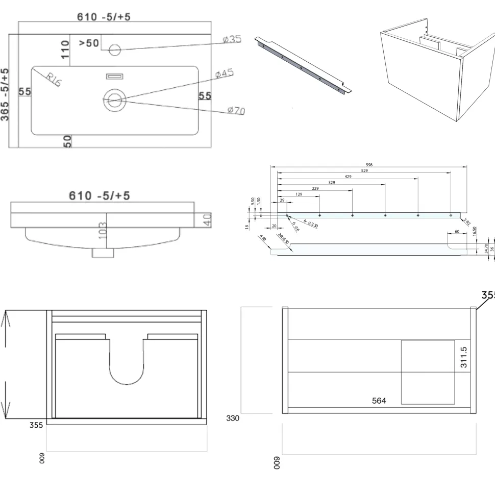 Freddie Rimless Toilet & Vanity Unit Bathroom Suite