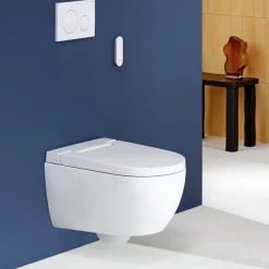Geberit AquaClean Alba Rimless Wall Hung Smart Toilet with Wrap Over Soft Close Seat & Remote Control