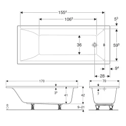 Geberit Renova Straight Single Ended Rectangular Bath