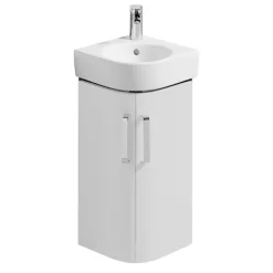 Geberit Selnova 450mm Wall Mounted Gloss White Compact Corner Vanity Unit & Basin