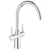 Grohe Ambi Contemporary Twin Lever Mono Sink Mixer with Swivel Spout - Chrome